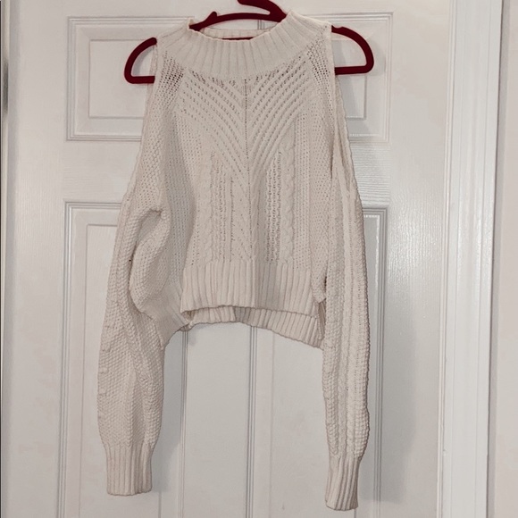 COPY - White Knit Cold Shoulder Sweater Size M - Picture 2 of 4
